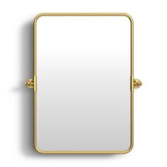 a gold framed mirror against a white background with clippings to the left and right sides