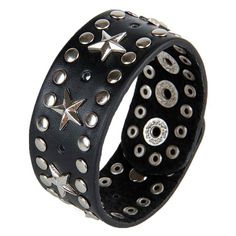 Description: 100% Brand new and high quality. Applicable People: Neutral, Unisex Material: Leather + Alloy.   Color: Black Size: about 22cmx3cm Weight: about 40 grams adjustable: Minimum inner diameter of 5cm,Max inner diameter 7cm Package included: 1 x Bracelet Spike Bracelet, Button Fashion, Metal Spikes, Leather Wristbands, Wide Leather Belt, Steampunk Design, Punk Jewelry, Star Bracelet, Punk Style