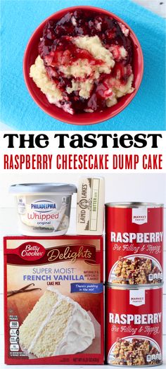 the best raspberry cheesecake dump cake you'll ever make is in a can