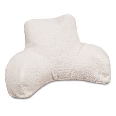 a white pillow that is shaped like an armrest with the back end facing forward