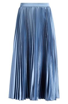 Flowy pleats add visual intrigue to a versatile skirt fashioned in a midi length for timeless appeal. 32" length (size Medium) Lined 95% polyester, 5% elastane Dry clean Imported Blue Satin Skirt, Cute Work Outfits, Tulle Midi Skirt, Pleated Skirts, Astr The Label, Sharp Dressed Man, Satin Skirt, Pleated Midi Skirt, Silk Skirt