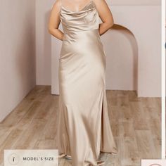 Revelry Champange Gold Bridesmaids Dress. Hemmed To Fit In Heels Champagne Colored Bridesmaid Dresses, Champagne Gold Bridesmaid Dresses, Green Satin Bridesmaid Dresses, Bridesmaids Dress Color, Champagne Satin Dress, Jade Bridesmaid Dresses, Flowy Bridesmaid Dresses, Revelry Dresses, Bridesmaid Dresses Dusty Sage