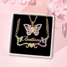 Material: Copper. Color: Gold. Necklcae Chain Length: 14",16",18",20",22". Process: Gold plated. Recipient: Woman, Mom, Wife, Girl Friend, Children, Family. Product Type: Personalized Jewelry. Gift Type: Set. Occasions: Valentine's Day, Mother's Day, Christmas, Birthday, etc. Jewelry Type: Name Necklace, Butterfly Necklace. Brand: Silviax Jewelry. Item: 2024S0020. Multicolor Necklaces For Mother's Day Birthday, Gift Multicolor Pendant Chain Necklace, Multicolor Necklace For Birthday And Mother's Day, Multicolor Metal Chain Necklace As A Gift, Customized Multicolor Necklaces For Personalized Gift, Customized Multicolor Necklaces For Gifts, Personalized Multicolor Necklaces For Gifts, Multicolor Pendant Chain Necklace As Gift, Customized Multicolor Necklace For Gifts