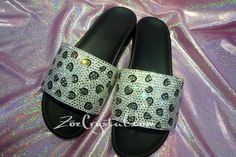 NEW Bling Bedazzled SANDALS SLIDES Slippers with Snow Leopard Print Fashinable Cool Shinny Sparkly Crystal Rhinestone Glitter #sandals #blingbling #bling #shinny #slides #slippers #summerstyle #powerpuffgirls #fashion #glitter #swarovski #rhinestones #crystals #diamonds #summertime #summerstyle #summer #jewelrydesign #jewelrymaking #jewelry #luxury #leopard #leopardprint Summer Sandals With Bling And Round Toe, Party Sandals With Bling And Round Toe, Glamorous Bling Open Toe Sandals, Glamorous Sandals With Rhinestones And Round Toe, Party Flat Sandals With Bling, Flat Party Sandals With Bling, Synthetic Open Toe Sandals With Bling, Synthetic Bling Open Toe Sandals, Bedazzled Round Toe Beach Sandals