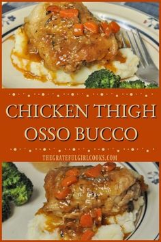 the cover of chicken thigh osso buco with broccoli