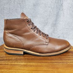 Thursday Boots Men's Us 11.5 Brown Leather Lace Up Ankle Shoes Are 29 Cm Which Equates To An 11.5 Us Length For Thursday Boots. 44.5 Eu 10.5 Uk. Boots Have Scuffing/Scraping Over Parts Of The Uppers And Tread Wear/Heel Drag. Please See Pictures For Closeups And Message Me With Any Questions, Thank You! Business Leather Lace-up Martin Boots, Lace-up Leather Moto Boots With Leather Sole, High-top Leather Martin Boots With Leather Sole, Casual Leather Martin Boots With Moc Toe, Classic Leather Lace-up Martin Boots, Classic Lace-up Leather Martin Boots, Business Martin Boots With Leather Sole And Plain Toe, Leather Ankle-high Martin Boots With Rubber Sole, Ankle-high Leather Martin Boots With Leather Sole