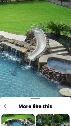 a pool with a slide in the middle