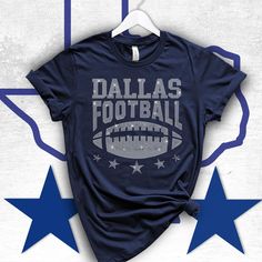 Dallas Rhinestone Shirt, Dallas Shirt, Super Bowl Shirt/Sunday  Dallas Football Shirt, Cowboys Football Shirt, Custom Back Show off your love for football and your favorite team with this stunning Rhinestone Football Team Shirt. Made with high-quality materials, this shirt is both comfortable and stylish, featuring a sparkling rhinestone design that will make you stand out in the crowd. The beautiful design features the iconic Football tees, surrounded by a ring of dazzling rhinestones. The rhin Game Day Tshirt, Nfl Fashion, Rhinestone Football, Rhinestone Tshirts, Dallas Cowboys Hoodie, Dallas Cowboys Shirts, Football Team Shirts, Sunday Football, Rhinestone Shirt