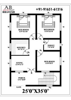 the floor plan for a house with 2 bedroom and an attached bathroom, which is also in