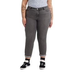 Get that borrowed-from-the-boys look with these women's Levi's jeans, upgraded with soft stretch denim for comfort. Roll the hems and pair with heels for added style. Features a mid rise, relaxed fit through the hip and thigh, and a straight leg.Click on this WOMEN'S GUIDE to find the perfect fit and more!PRODUCT FEATURESTapered leg Rolled hem Whiskered & faded details 5-pocket With just enough added stretch that hugs your curves but won't bag out FIT & SIZING26-in. rolled inseam Midrise: 10.75" Plus Size Boyfriend Jeans, Levis Boyfriend Jeans, Plus Size Outerwear, Plus Size Pants, Jeans Online, Petite Tops, Rolled Hem, Plus Size Jeans, Mid Rise Jeans