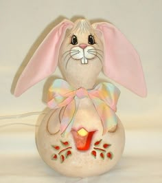 a ceramic rabbit with a candle in its mouth