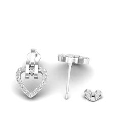 This Open Heart Diamond Stud Earrings are a stunning accessory for any occasion. They feature a delicate open-heart design and shimmering diamonds that add elegance and sophistication to any outfit. Crafted with high-quality materials, these earrings are a timeless and versatile addition to any jewelry collection. Metal: 14K Gold Setting Type: Prong Rhodium Finish: Yes, on White Gold Natural Diamond Details: Weight: 0.26 Quantity: 40 Average Cut: Very Good Average Color: G-H Average Clarity: SI1 Elegant Heart Pendant Earrings In Cubic Zirconia, White Gold Heart Charm Earrings For Wedding, Elegant Heart Pendant Earrings For Anniversary, Wedding White Gold Earrings With Heart Charm, Elegant White Gold Heart Earrings With Charm, Elegant Heart Pendant Earrings For Formal Occasions, Elegant Diamond White Heart Earrings With Prong Setting, Fine Jewelry Double Heart Earrings With Diamond Accents, White Gold Double Heart Earrings With Heart Charm