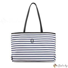 Bird in Bag - Large-capacity handbag female new casual color-collision striped shoulder tote bag Chic Travel Bag With Striped Lining, Travel Bags With Striped Lining, Travel Tote Shoulder Bag With Striped Lining, Striped Travel Tote Shoulder Bag, Travel Shoulder Bag With Striped Lining, Striped Tote Shoulder Bag For Travel, Everyday Tote Shoulder Bag With Striped Lining, Everyday Bags With Striped Lining, Striped Double Handle Shoulder Bag For Travel