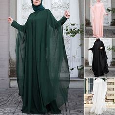 Premium Quality Womens Muslim Islamic Abaya Batwing Robe Party Gown Elegent Long Maxi Dress 2PCS, Women's Dresses Eid Chiffon Dresses With Long Sleeves, Chiffon Maxi Abaya For Wedding, Floor-length Chiffon Abaya For Wedding, Wedding Chiffon Abaya Maxi Length, Eid Chiffon Maxi Abaya, Long Sleeve Chiffon Kaftan For Evening, Chiffon Long Sleeve Kaftan For Evening, Chiffon Long Maxi Dress For Eid, Wedding Dresses For Eid