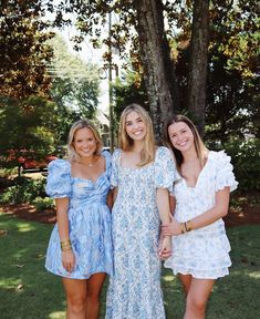 Blue Sorority Recruitment Outfits, Recruitment Dresses Sorority, Blue Recruitment Dresses, Sisterhood Dresses Rush, Rush Open House Outfits, Rush Week Outfits Philanthropy, Rush Philanthropy Day Outfit, Sorority Tea Party, Sisterhood Round Recruitment Outfit