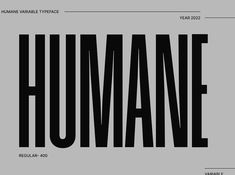 the word humane in black and white on a gray background with an image of a man