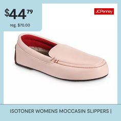 You�ll love wearing these Isotoner women�s moccasin slippers when it�s cold out for a chic, cozy finishing touch to your looks. Made from polished faux leather with a faux fur lining, these flat slip-on shoes will pair perfectly with slim-leg jeans or pants and a sweater.Features: CushionedClosure Type: Slip-OnBase Material: 100% Faux LeatherUpper/Outer Base Material: 100% PolyuretheneShoe Lining Material: Faux FurSole Material Content: 100% Thermoplastic-RubberCountry of Origin: Imported Slippers Brown, Moccasin Slippers, Moccasins Slippers, Slim Leg, Slim Legs, Moccasins, Slip On Shoes, Leg Jeans, Faux Fur