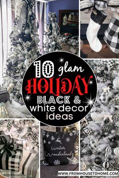 10 glam holiday black and white Christmas decor ideas. Black And White Christmas Decorations, Christmas Gift Checklist, Black White And Gold Christmas, Christmas Holidays Decorations, Black White Christmas Tree, Black And White Christmas Decor, Kersfees Idees, White Christmas Decor Ideas, Gift Checklist