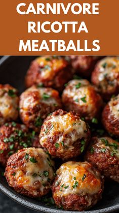 a bowl filled with meatballs covered in cheese