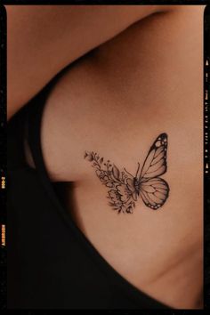 Butterfly Tattoo Inspiration - Small Baddie Tattoo Rib Tattoos For Women, Hip Tattoos Women, Pretty Butterfly, Stylist Tattoos, Dainty Tattoos