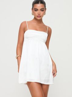 Ortega Mini Dress White Thanksgiving Dress, Mini Dress White, Sorority Recruitment, Fleece Dress, Graduation Dresses, Grad Dresses, Outerwear Outfit, Curve Dresses, Invisible Zip