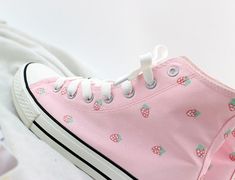 Sweet Strawberry Canvas Shoes PN2578 ●Size:please see the picture. ●Material:canvas (Please allow 1-3cm differs due to manual measurement.As different computers display colors differently,the color of the actual may vary slightly from the above images.Thanks for your understanding.) ●About Shipping: We attach great importance to the orders of each customer and parcel delivery. 1.Processing time: 2-3 business days. 2.Shipping time: 10-15 business days to US, please allow 3-4 weeks shipping to oth Cute Flat Heel Sneakers For Spring, Cute Flat Sneakers For Summer, Casual Pink Canvas Shoes With Flat Heel, Casual Pink Flat Heel Canvas Shoes, Cute Lace-up Canvas Shoes For Spring, Cute Sneakers With Rubber Sole, Cute High-top Summer Sneakers, Pink Casual Canvas Shoes With Rubber Sole, Cute High-top Sneakers For Summer