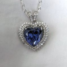 Sterling Silver Tanzanite Heart Necklace with Cubic Zirconia Stones. Heart Of The Ocean Necklace, Sapphire Heart Necklace, Born In December, Well Pictures, Titanic Jewelry, Tanzanite Jewelry, Tanzanite Earrings, Heart Stone, Necklace And Earring Set