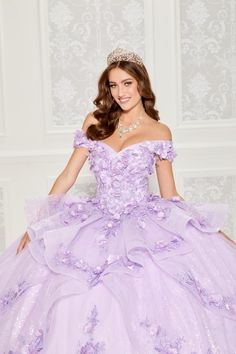 The fabric in this Princesa by Ariana Vara Quinceanera dress is Embroidered Lace with three-dimensional flowers, Novelty Glitter Tulle, Beading, Stone Accents . Purple Quinceanera Dress, Ballroom Extravaganza, Purple Quinceanera, Homecoming Court, Pageant Interview, Purple Quinceanera Dresses, Allure Couture, Cinderella Divine, Princess Sleeves