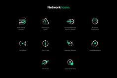 the network icon set is shown in green