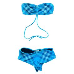 Burberry Blue Check 2 Piece Bikini Size: Xs Color: Blue Check Top: Bandeau Style Bottom: Cheeky Never Worn With Tag Burberry Swimsuit, Burberry Swim, Blue Bathing Suit, Green Two Piece, Check Tops, Burberry Vintage, Burberry Black, Womens Bathing Suits, Blue Check