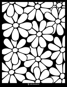 a black and white drawing of flowers