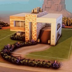 an artist's rendering of a house in the desert