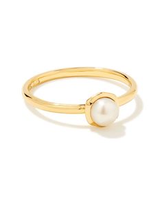 With its smooth hexagonal frame and gorgeous cultured freshwater pearl, the Davie Pearl 18k Gold Vermeil Band Ring in White Pearl is an instant classic. Pair it with other pearl pieces for a coordinated look or wear it with your favorite rings for an eclectic stack.,Metal18k Yellow Gold VermeilWhat is Vermeil?Vermeil (that’s pronounced ver-may) is a gold plating technique that dates back to the 19th century. While other jewelers plate over less durable metals, our vermeil starts with a Sterling Classic Pearl Ring With Bezel Setting, Classic Everyday Yellow Gold Pearl Ring, Classic Stackable Pearl Ring, Metallic Rings, Preppy Jewelry, Jewelry Accessories Ideas, Jewelry Lookbook, Demi Fine Jewelry, New Jewelry