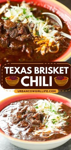 This beef brisket chili is unlike any other! Fall-apart tender and incredibly flavorful, this authentic Texas chili with no beans is an award-winning main course recipe. Once you try this dinner idea for tonight, you'll want to have it again and again! Smoked Brisket Chili Recipe, Smoked Brisket Chili, Winning Chili Recipes, Award Winning Chili Recipe, Homemade Chili Recipe