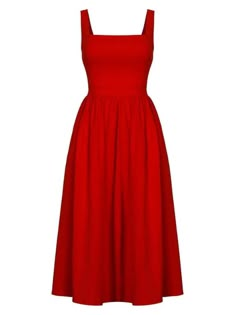 Sleeveless Square-Neck Midi Dress: A versatile Red Church Dress, Red Summer Dress, Square Neckline Dress, Church Dresses, Form Fitting Dress, Online Clothing Boutiques, Dress Inspo, Midi Length Dress, Look Your Best