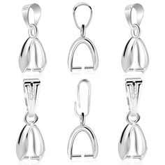 PRICES MAY VARY. Pinch Bails for Pendant Clasp: You will get 6 pcs sterling silver pendant clasp connectors bails for necklace, bracelet, or pendants, which is a good choice for those who have sensitive skin. Quality Material: Made of solid 925 sterling silver, 925 stamped, pinch bail connectors is hypoallergenic and nickel free, won't cause any irritation to your skin, sturdy and won't fall apart. Size: Package includes 2 sizes of snap bail connectors. 0.2" x 0.24"(5 x 6mm) and 0.12" x 0.32"(3 Bails For Jewelry, Hypoallergenic Necklace, Slider Necklace, Sterling Pendant, Jewelry Clasps, Necklace Bracelet, Sterling Silver Pendant, Necklace Pendant, Solid 925 Sterling Silver