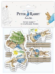 the peter rabbit stickers are on display