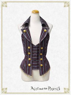 Fae Ball, Regimental Stripe, Stripe Vest, Ball Costume, Alice And The Pirates, Steampunk Pirate, Historical Sewing, Navy Ribbon, Fab Dress