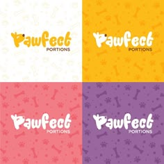 four different logos for pawfeed portions