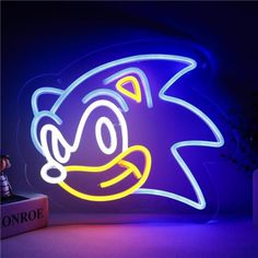 sonic the hedgehog neon sign on display