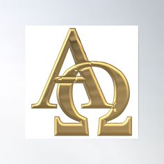 the golden letter q is displayed in front of a white background with gold lettering poster