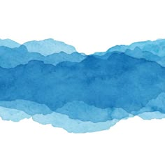 a blue watercolor background with mountains and clouds