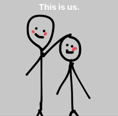 two stick figures holding hands with one another