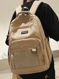 Bird in Bag - Womens Waterproof Lightweight School Backpack for College Work Travel, Versatile Unisex Student Bookbag with Fashion Large-Capacity Beige Backpack Laptop Bag For School, Beige Laptop Backpack For School, Beige Large Capacity Laptop Bag For School, Large Capacity Nylon Laptop Bag For School, Backpack For College, Preppy Bags, College Work, College Backpack, Style Preppy