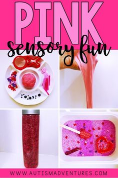 pink and red crafts for kids with text overlay that reads, pink season fun