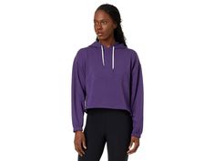 Champion Soft Touch Sweats Hoodie - Women's Clothing : Pop Art Purple : Bring on cozy comfort to your casual look wearing Champion Soft Touch Sweats Hoodie. Pull-on style. Attached hood with drawcord. Long sleeves. Branding on left chest and wrist. 70% modal rayon, 7% spandex. Machine wash, tumble dry. Imported. Measurements: Length: 21 in Product measurements were taken using size XS. Please note that measurements may vary by size. Purple Athleisure Sweatshirt With Ribbed Cuffs, Long Sleeve Activewear With Kangaroo Pocket For Fall, Cozy Sports Top With Kangaroo Pocket, Athleisure Tops With Drawstring Hood For Leisure, Sports Tops With Drawstring Hood, Cozy Sports Hoodie Top, Cozy Sports Top With Drawstring Hood, Long Sleeve Leisure Activewear With Drawstring Hood, Cozy Long Sleeve Leisure Activewear