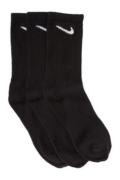 Power through your workout with the Nike Everyday Socks. Soft yarns with sweat-wicking technology help keep your feet comfortable and dry.- Pack of 3- Dri-FIT technology helps your feet stay dry and comfortable.- Crew silhouette covers your ankle and lower calf.- Ribbed cuffs help keep the socks in place.- Arch band provides a supportive feel.- Imported Machine wash    60% cotton/37% polyester/3% spandex Black Slip-resistant Gym Socks, Men’s Socks, Black Nike Socks, Guys Gifts, Men Gift Ideas, Pretty Socks, Socks Nike, Ross Dresses, Mens Socks Fashion