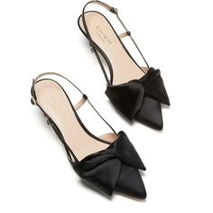 Manufacturer: Kate Spade New York Size Origin: US Style Type: Kitten Heels Collection: Kate Spade New York Closure: Material: Textile Fabric Type: Satin Sku: BH5353274 Size: 7.5.  Color: Black.  Gender: female.  Age Group: adult. Black Wedding Shoes, Heels Collection, Kitten Heel Shoes, Casual Dress Shoes, Pointed Toe Shoes, Pump Dress, Madden Girl, Satin Bow, Clothes To Buy