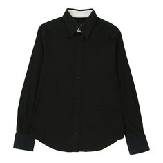 Vintage black Just Cavalli Shirt - mens large Black Button-up Shirt For Streetwear, Classic Black Button-up Shirt, Classic Black Cotton Tops, Classic Black Cotton Top, Black Long Sleeve Cotton Shirt, Black Cotton Long Sleeve Shirt, Black Cotton Button-up Shirt, Black Button-up Shirt For Fall, Black Collared Shirt For Fall