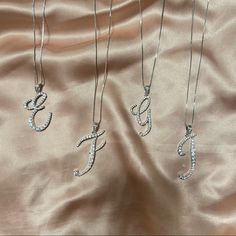 Silver Initial Necklaces With Rhinestones. Has A Lobster Clasp For Adjustment. Approx Length: 22 E Necklace Initial, J Necklace Initial, Ysl Necklace, Neon Necklace, Boyfriend Necklace, J Necklace, Initial Necklace Silver, Gold Collar Necklace, Kate Spade Necklace